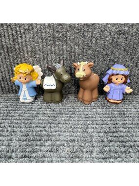 Little People Nativity Lot Of 4 Mary Angel Donkey Cow Christmas Set Fisher Price